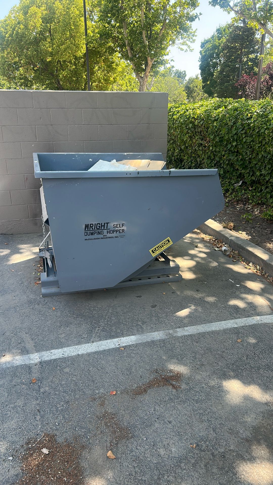 Wright Forklift Trash Hopper