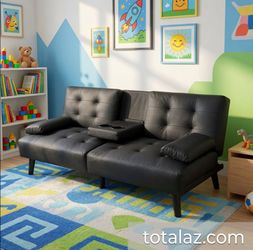Modern Leather Futon Convertible Sofa Bed
