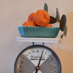 Vintage Farmhouse Decor American Family Kitchen Scale White Metal Kitchen Rustic Industrial Decor Antique Collectible Farmhouse