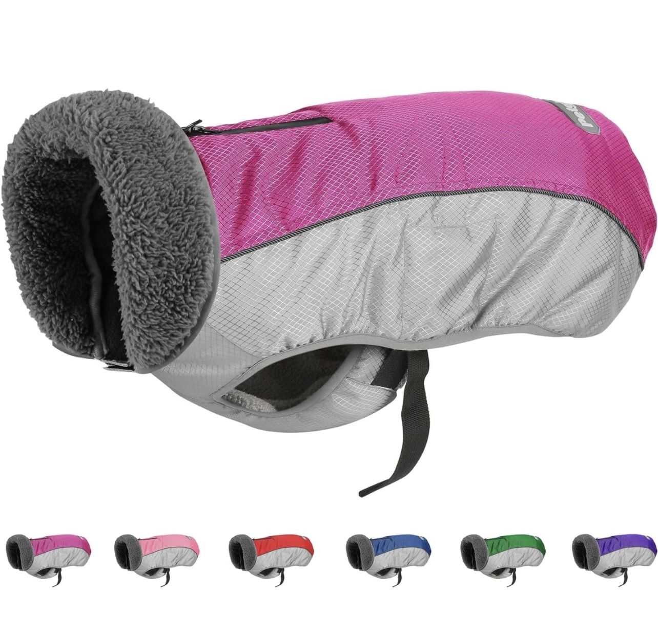 Dog Coat, Ripstop Waterproof Dog Winter Jacket with Zippered Leash Hole, Reflective Adjustable Dog Fleece Sweater, Warm Snow Vest for Small Medium Ext