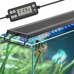 hygger Auto On Off LED Aquarium Light, Full Spectrum Fish Tank Light with LCD Monitor, 24/7 Lighting Cycle, 7 Colors, Adjustable Timer, IP68 Waterproo