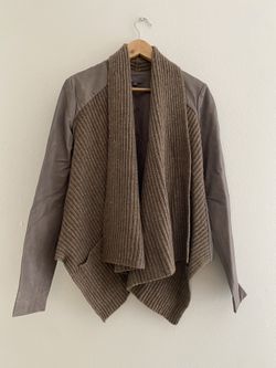 Vince Drape Leather Back Cardigan