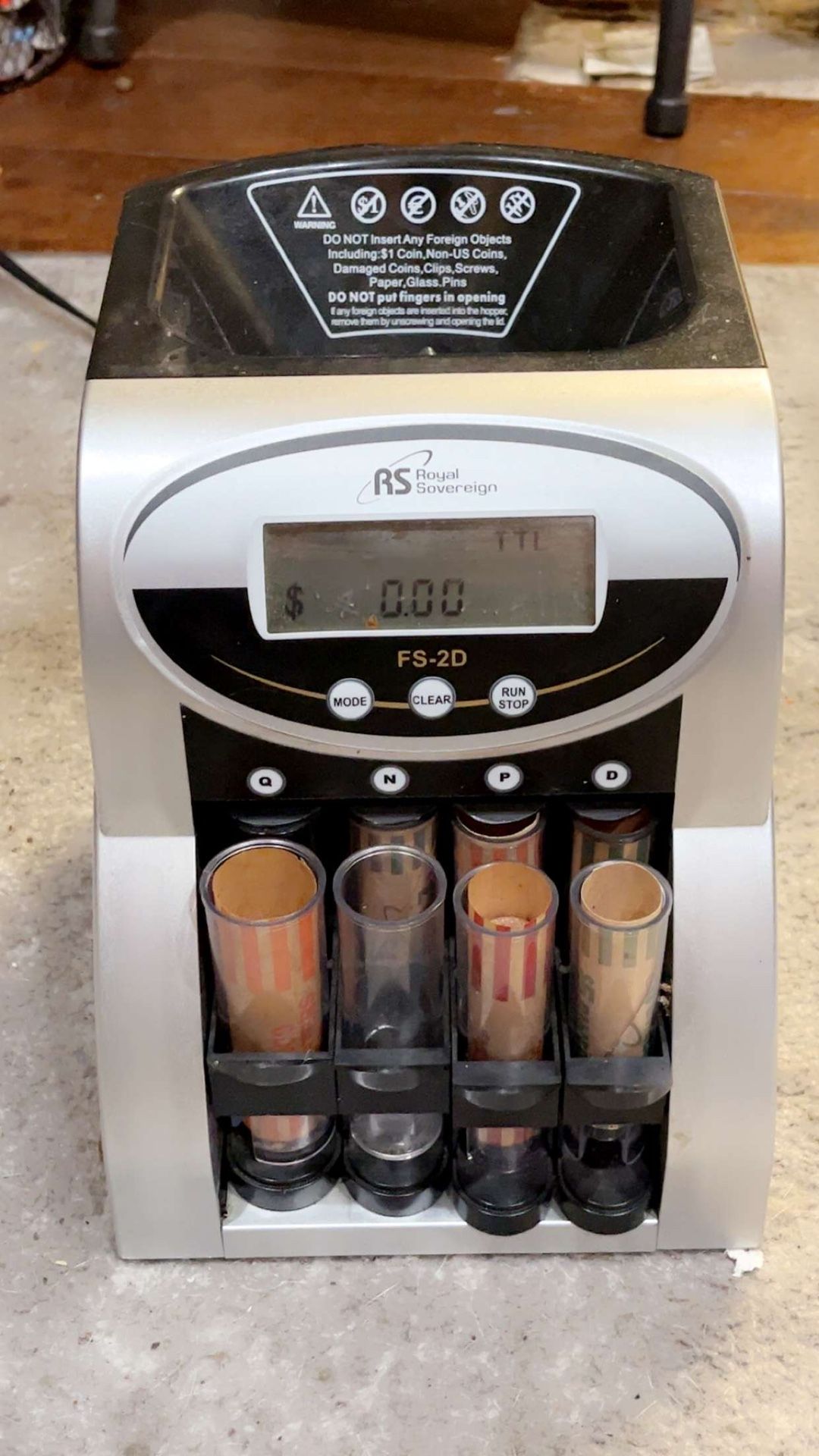 Royal Sovereign 2 Row Electric Coin Counter With Patented Anti-Jam Technology and Digital Counting Display FS-2D