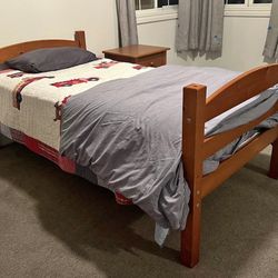 Solid Wood Twin Size bed Frame With Mattress / Disassembled 