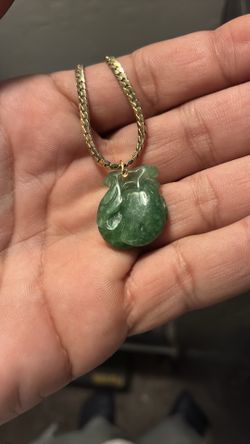 18k Gold Peach Delicate Emerald pendent Natural Jadeite, Minimalist Jewelry for Women or men , Best Gifts for Friends, Real Green Jade