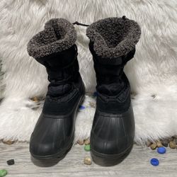 SPERRY black faux fur lined waterproof duck boots size us womens 9.5