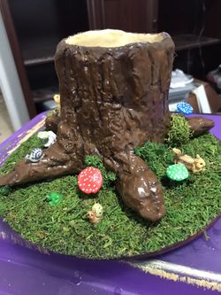 Handmade Air-Dry Clay Tree Stump – One-of-a-Kind Art Piece