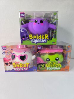 Crazy Fun RMS Halloween Squishy 3pc Set Ghost Witch Spider NEW RARE Set OF 3