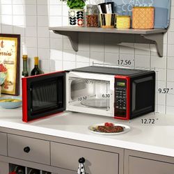Mainstays 0.7 Cu ft Countertop Microwave Oven, 700 Watts, Red
