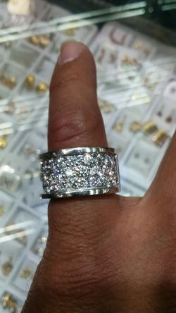 14k white gold ring 6ct diamonds 19.2 grams