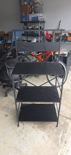 Black Coffee bar/Baker's Rack with Power Outlets