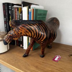 Hand Carved Wooden Zebra 