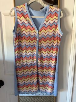 Multicolor Chevron Knit Sleeveless Cardigan Vest