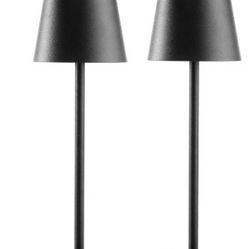 🆕 Mainstays 2 Pack Indoor/Outdoor Rechargeable 13" Table Lamp, Black