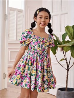 Girl Flowy Flowery Dress Size 8