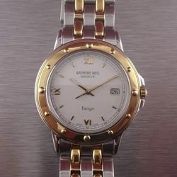 Two Gold Tone Men's Raymond Weil Geneve Tango Swiss Quartz Dress Watch