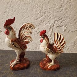 Napco Ceramic Rooster And Hen Figurine 