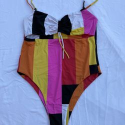 San Lorenzo Colorful Blocked Stripe Bikini One Piece