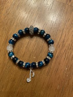 Blue Crystal Music Note Bracelet