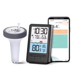 Brand New! Wireless WiFi Pool Thermometer with Easy-to-Read 4" Digital LCD Display, Perfect Water Thermometer for Indoor & Outdoor Swimming Pool, Hot 