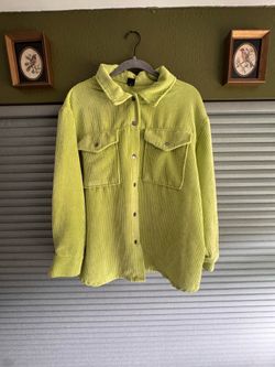 Corduroy lime green button up