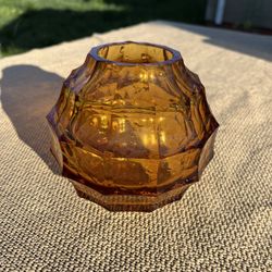 Amber Glass Candle Holder Vase