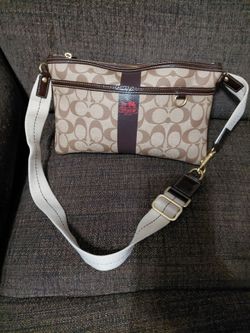 Vintage Coach Heritage Stripe Signature Canvas Demi bag $60 obo