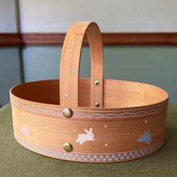 Wooden Easter Basket With One Package Of 3 Plastic Egg
