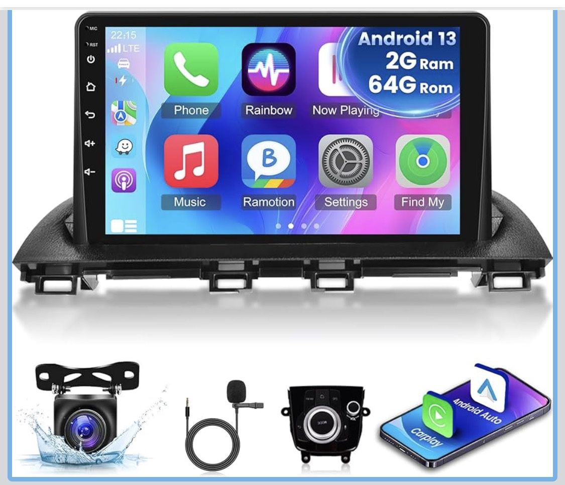 2G+64G] Car Radio for Mazda 3 Axela 2014-2019, Android 13 Touch Screen Car Play Stereo, Carplay/Android Auto/EQ Audio/SWC/Bluetooth