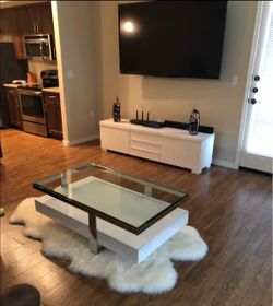 Modern Glass Top Coffee Table White and Chrome