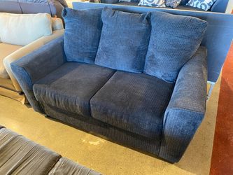 Blue Crushed Velvet Loveseat