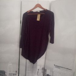 MICHAEL STARS 3/4SLEEVE PURPLE SIDE DRAPE WOMEN TOP, NWT