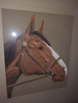 GEORGE MAURY - Detailed Painting of Horse FRAMED 25" X 28" - Signed by Artist