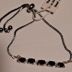 Thai Black Spinel Bolo Bracelet