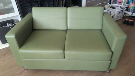 Olive green vinyl two seat couch OBO