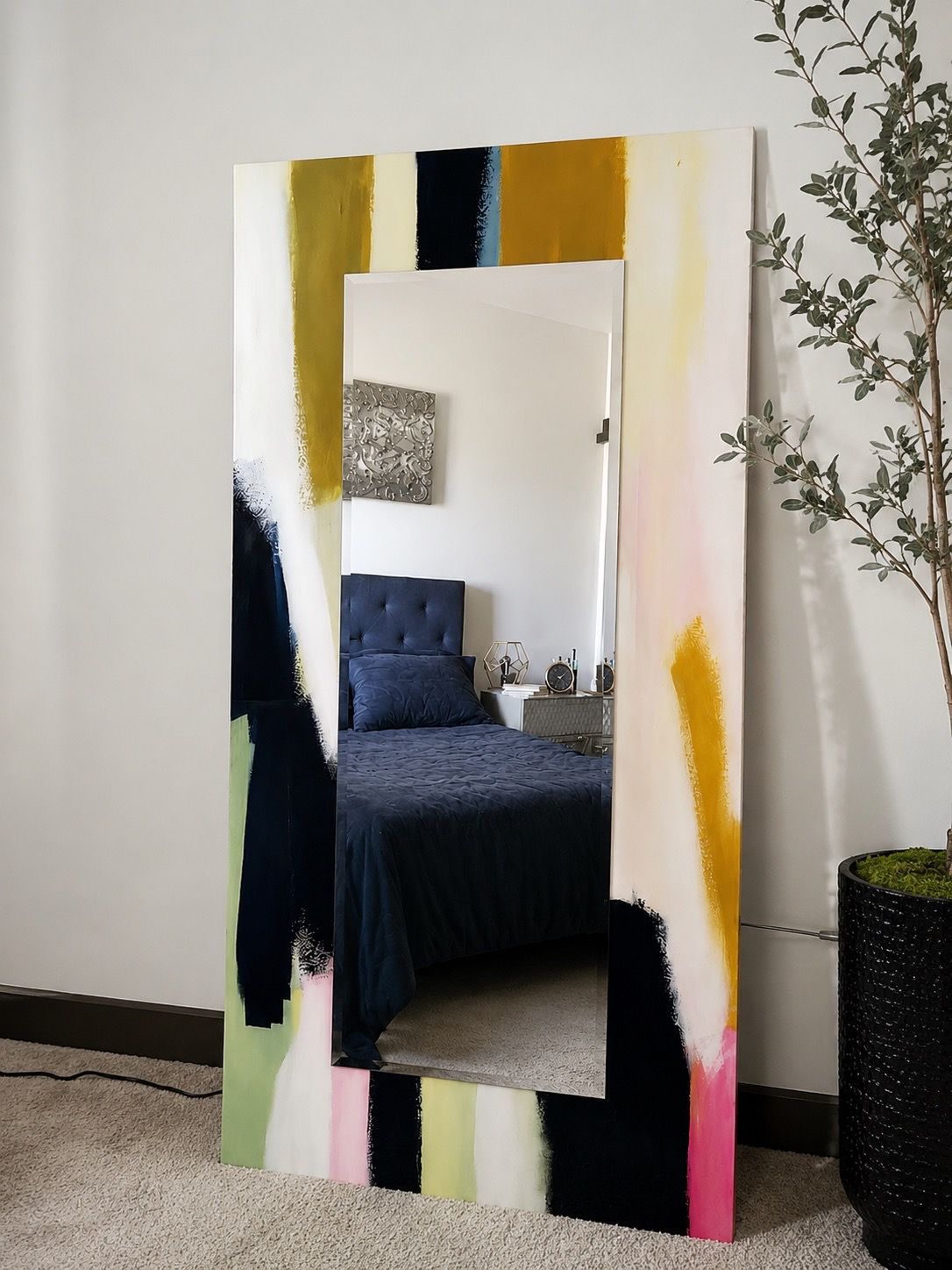 Abstract floor mirror