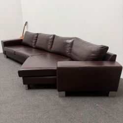 **4k Retail** BoConcept Low Profile Leather Sectional Couch - Dark Burgundy - Compact Size - Delive
