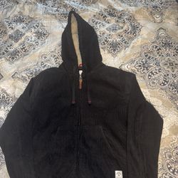 Iron & Resin Corduroy Bunker Jacket (Large, Black, Sherpa Lined) 