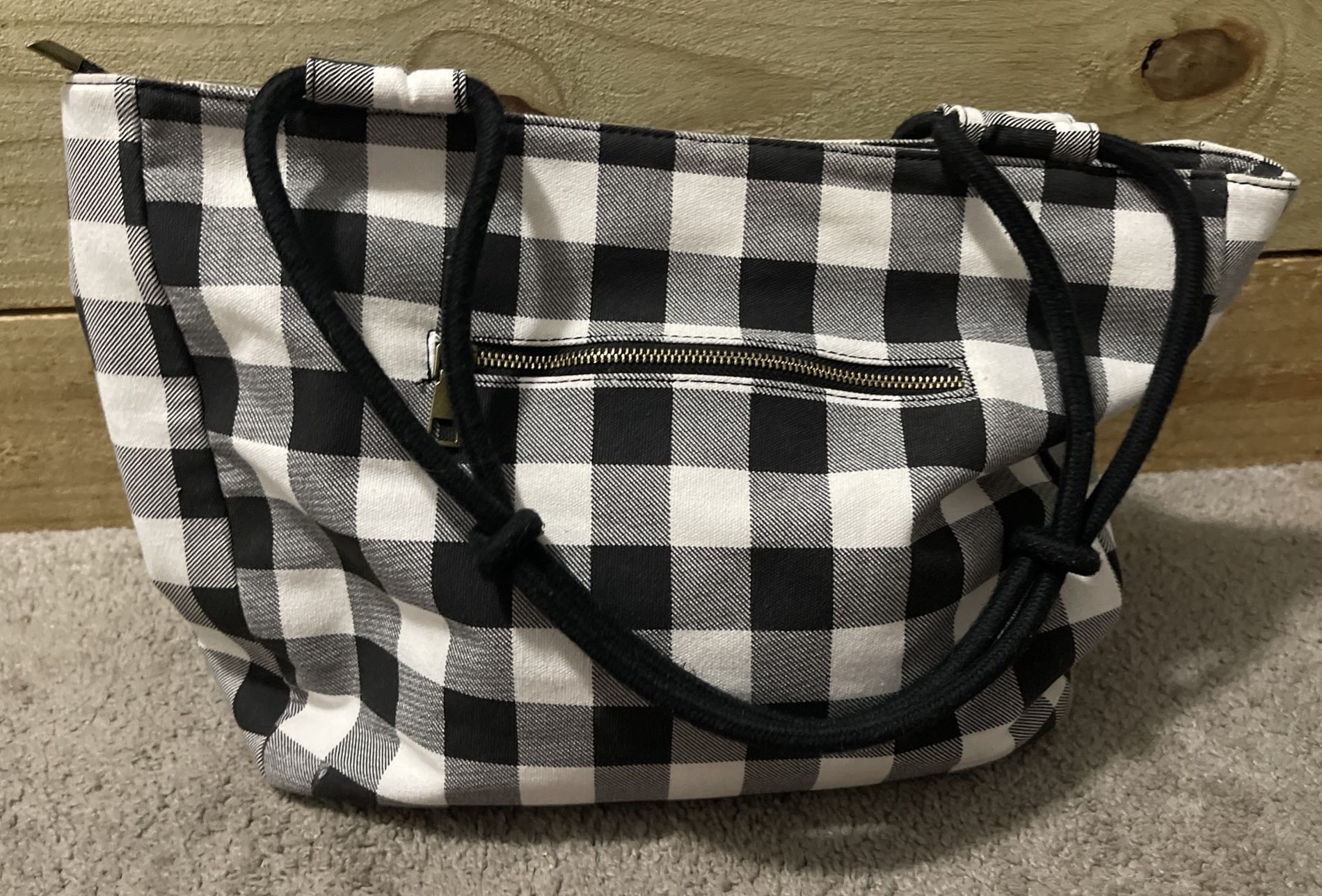 Farmhouse Is My Style Black White Buffalo Check Canvas Tote bag