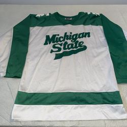 Michigan State Spartans Van Dervoort Hockey Jersey Mens Large White Ccha 80s