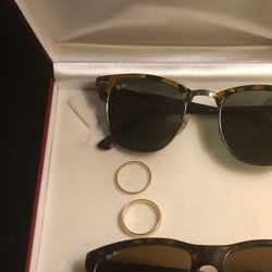 2 Ray Bans And 2 Gold Rings 10k
