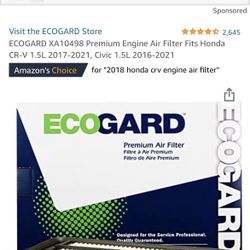 ECOGARD PREMIUM AIR FILTER