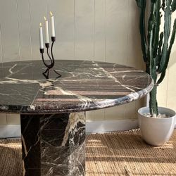 VINTAGE ITALIAN BLACK GRANITE DINING TABLE