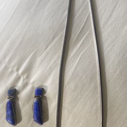 Sterling Silver Lapis Necklace And Earrings 