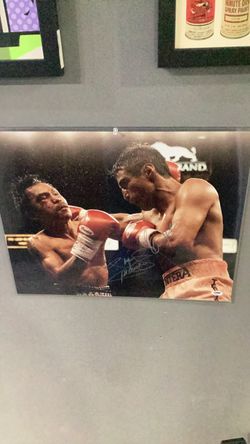 Dual Signed Manny Pacquiao vs Oscar De La Hoya Boxing Action Photo with PSA/DNA