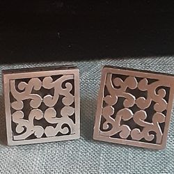 Vintage Sterling Silver Cufflinks W/blk Oynx Inlay