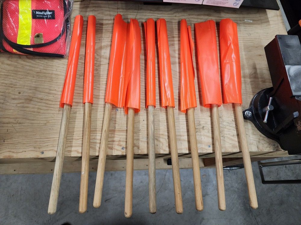 9 Safety Orange Flags 