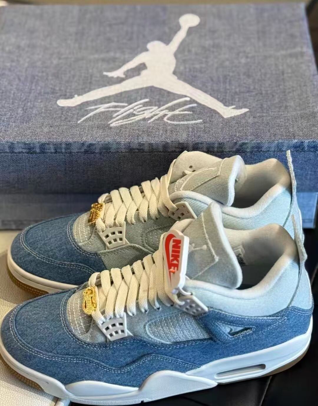 Nik e Air Jordan 4 "Denim Blue" | Light Blue Denim Upper with White Midsole | Anti-Slip & Durable Outsole | Comfortable & Versatile