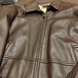 Men's Leather Bomber By Nautica