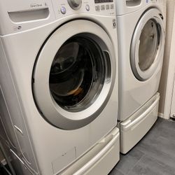LG Front Load Washer & Dryer With Pedestals